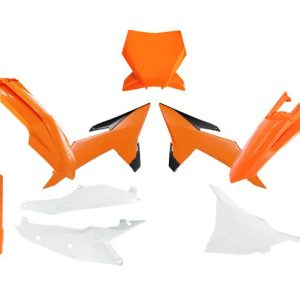 PLASTIC KIT 7PCS KTM SX SXF XC XC-F 2025, R-TECH R-KITKTM-OEM-715 ORANGE BLACK WHITE