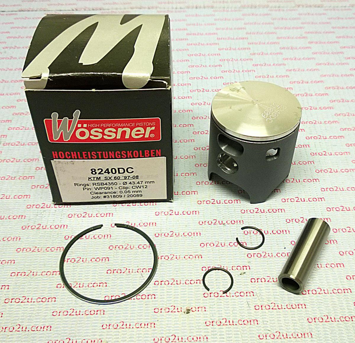 PISTON KIT 97-09 KTM60 SX 43.5, FORGED WOSSNER 8240DB