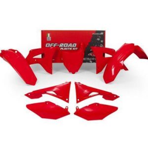 PLASTIC KIT 6PCS RD CRF450R 17-18, CRF250R 18, RTECH KIT R-KITCRF-RS0-599, RED