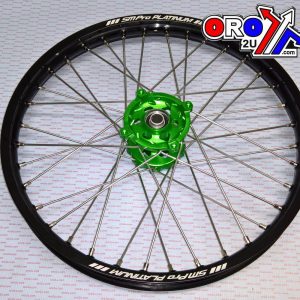 21x1.60 WHEEL KAW BLACK/GREEN, GLOSS RIM, MX-2001 BLACK GLOSS RIM, GREEN HUB, SP177.05.80.01.99 GLOSS RIM