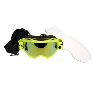 RNR COLOSSUS NEON YELLOW MIRRORED LENS, NEON YELLOW GOGGLE, GX68M, MIRRORED LENS