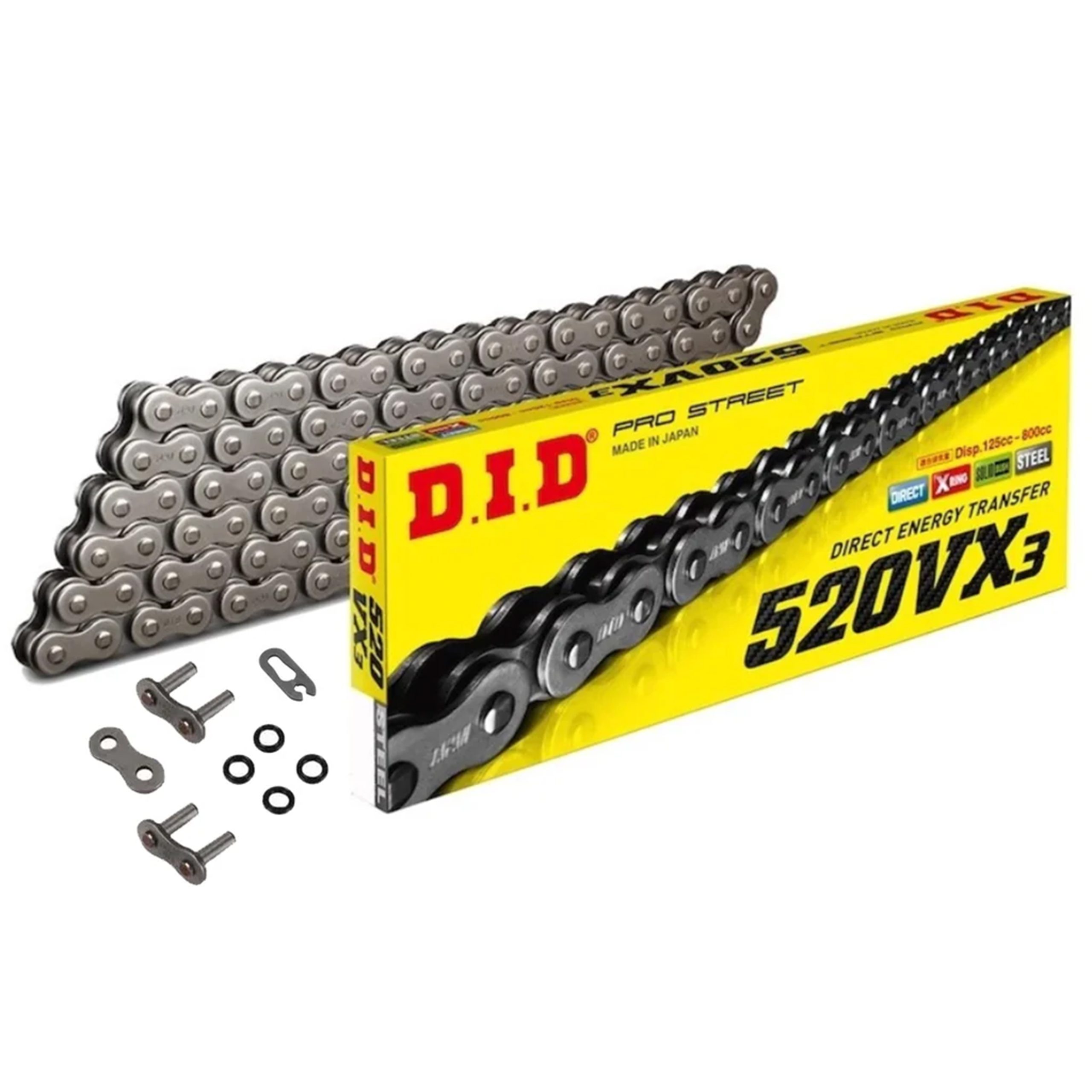 DID CHAIN 520VX3 X-RING 116L, DID520VX116, BLACK CHAIN LINKS 30-802.VX3, DID520VX3116
