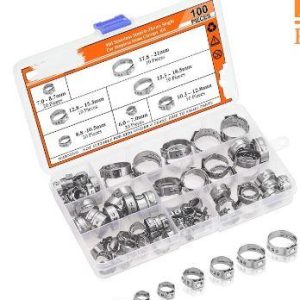 100pcs. STEPLESS CLAMPS 6-21mm, fuel line / Hose clamps clips