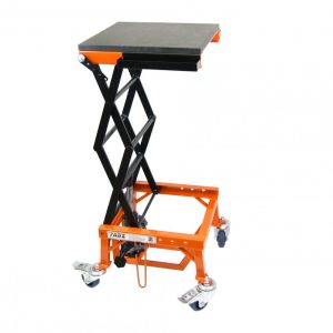 TAGZ WHEEL ABOUT LIFT ORANGE BLACK HYDRAULIC SCISSOR STAND MAX LIFT WEIGHT 150KG