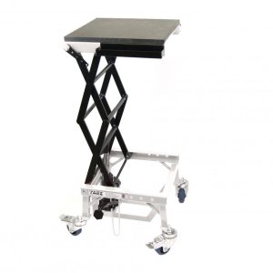 TAGZ WHEEL ABOUT LIFT 150KG (FREIGHT), WHITE/BLACK HYDRAULIC SCISSOR STAND, MAX LIFT WEIGHT 150KG