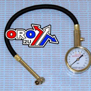 TYRE PRESSURE GAUGE 15 PSI., WITH HOSE & BLEEDER 90* TIP, RA15X