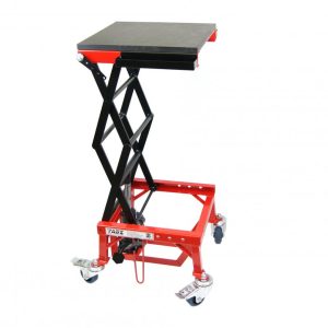TAGZ WHEEL ABOUT LIFT 150KG (FREIGHT), RED/BLACK HYDRAULIC SCISSOR STAND, MAX LIFT WEIGHT 150KG