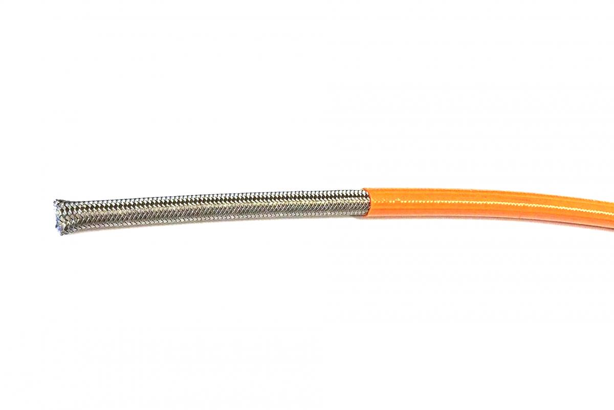 KTM ORANGE HOSE 1 METER 600-03, STAINLESS STEEL BRAIDED HOSE, 600-03OR / PTFE / PVC COVERED, BUILDALINE